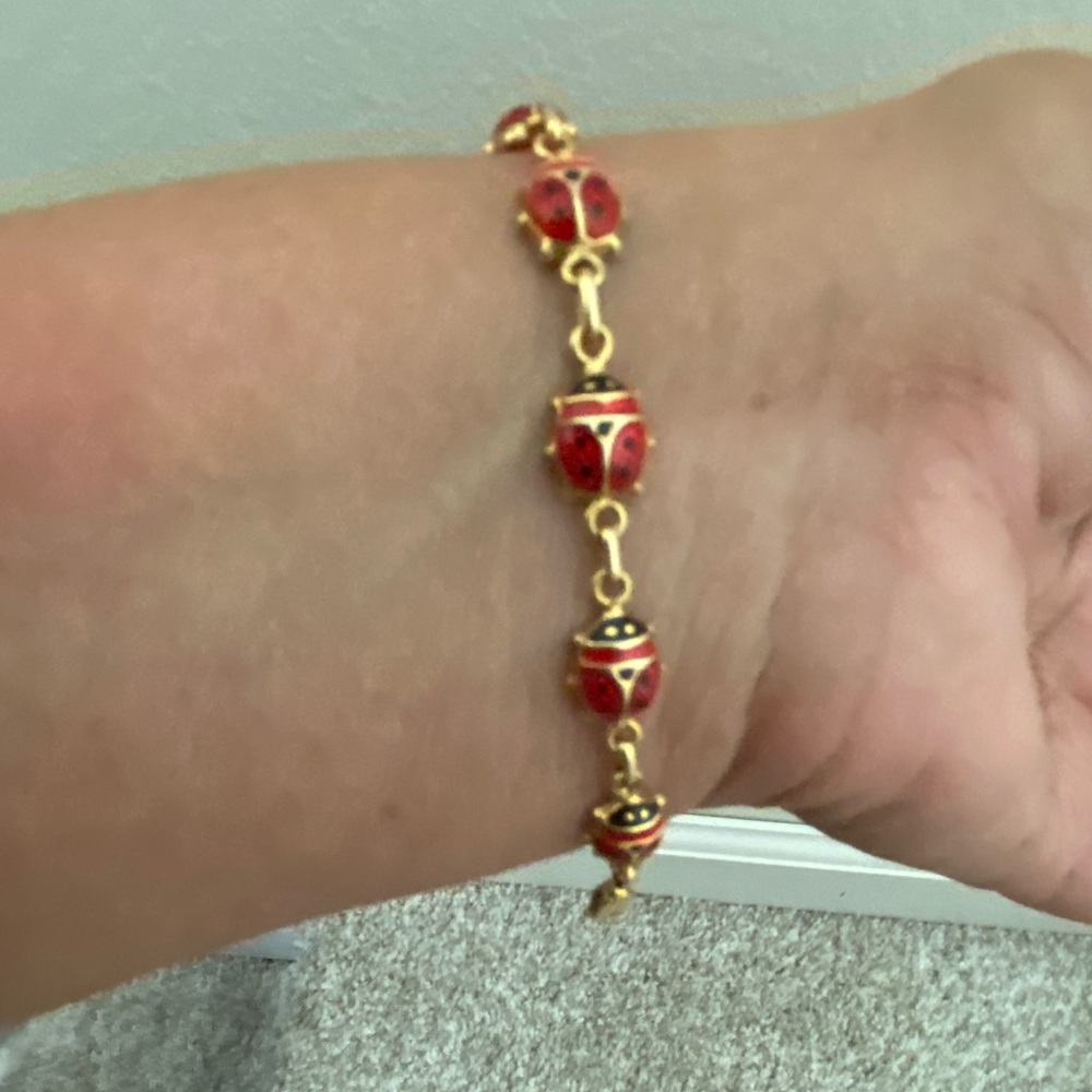 14K Yellow Gold Ladybug Bracelet